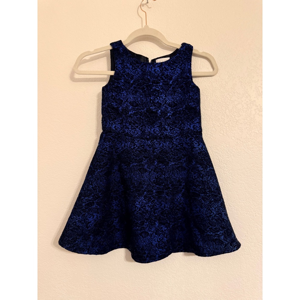 The Childrens Place Girls Blue Black‎ Metallic Dress Size 6 Party Holiday
